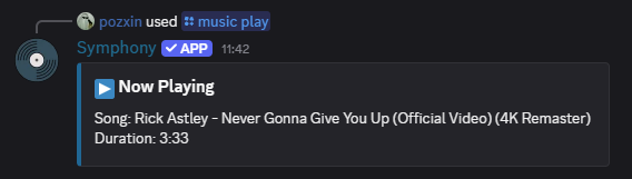 Symphony playing music in Discord
